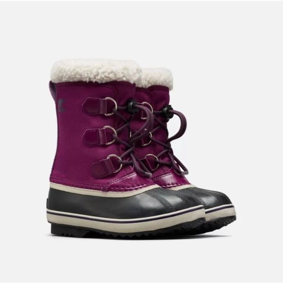 Sorel girls size 3 purple faux fur winter boot - Picture 1 of 8